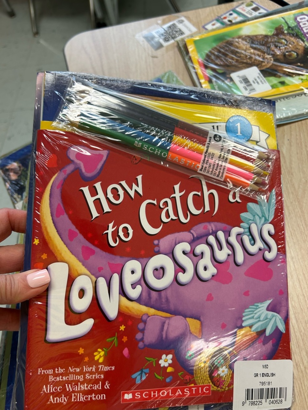 Set of 4 sets Scholastic  Books with Colored Pencils